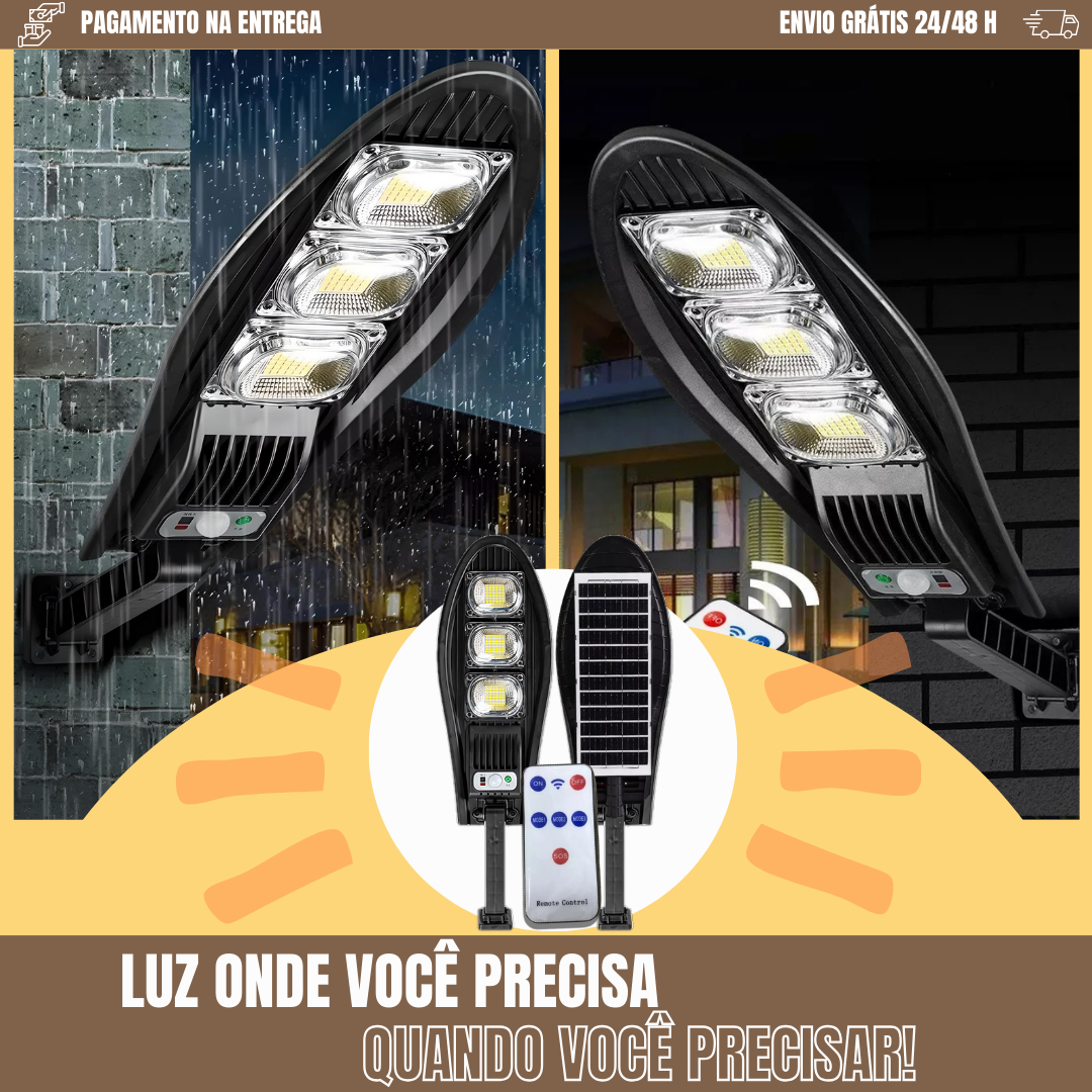 Luz solar LED super brilhante para exterior com controlo remoto