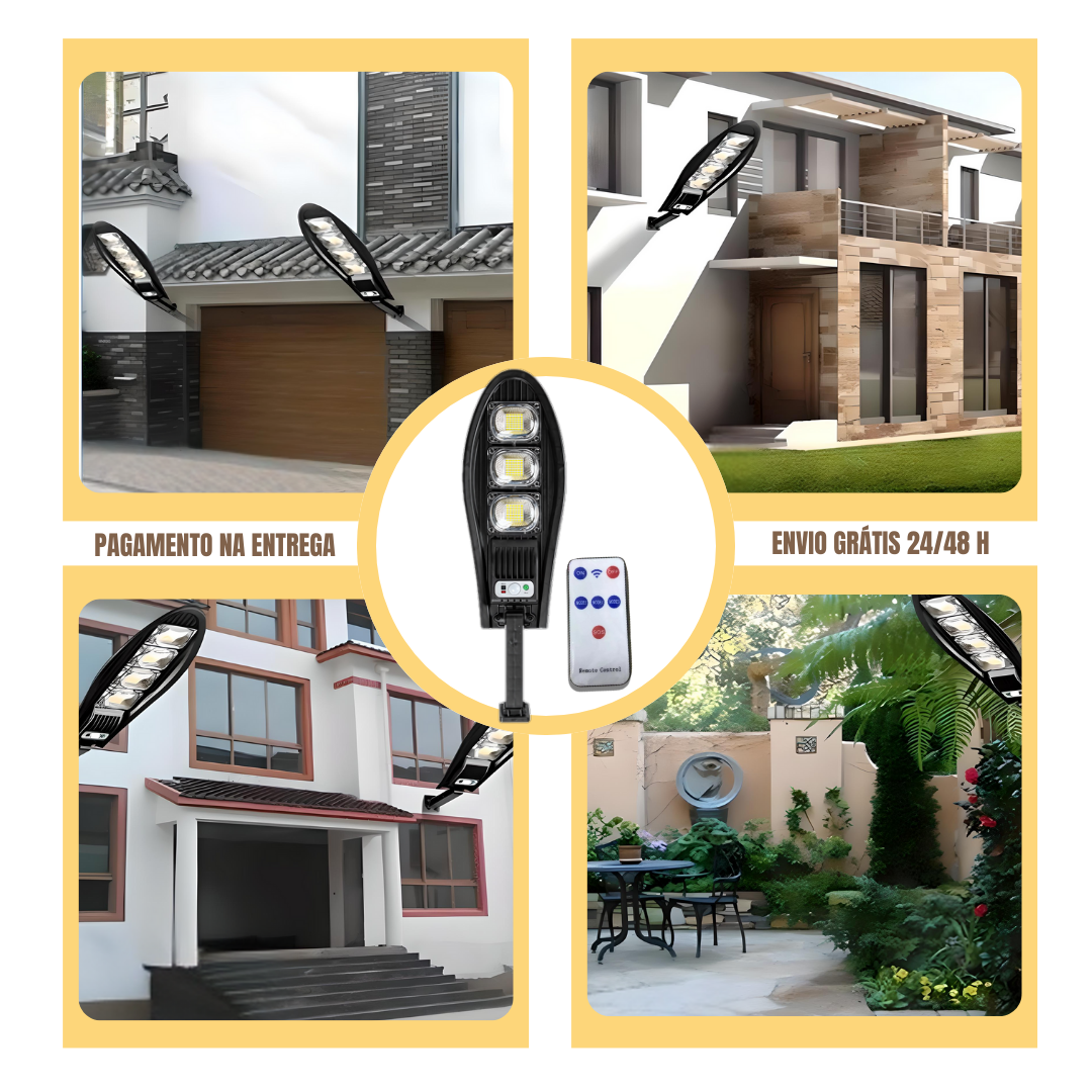 Luz solar LED super brilhante para exterior com controlo remoto