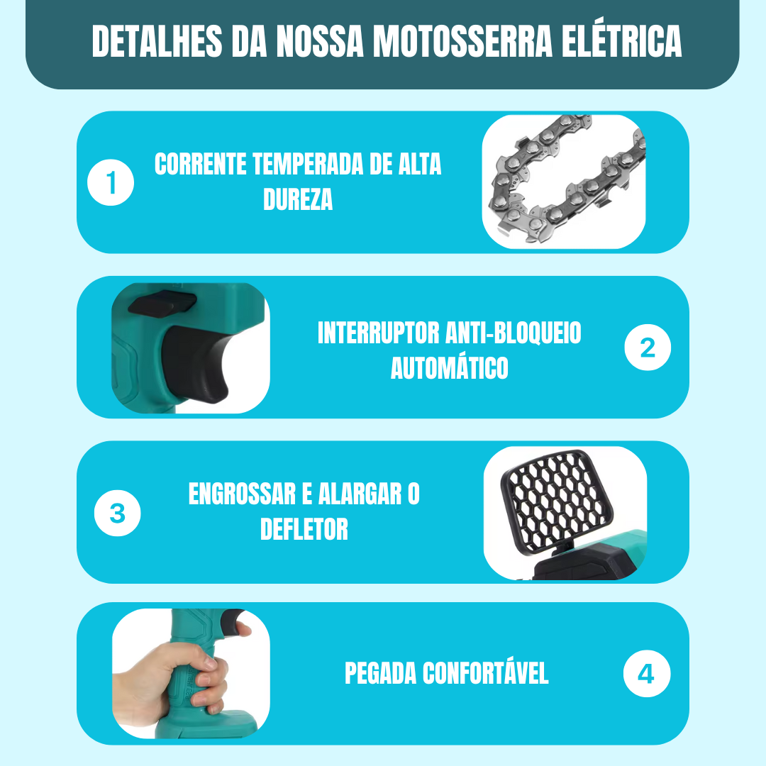 Motosserra eléctrica com bateria dupla