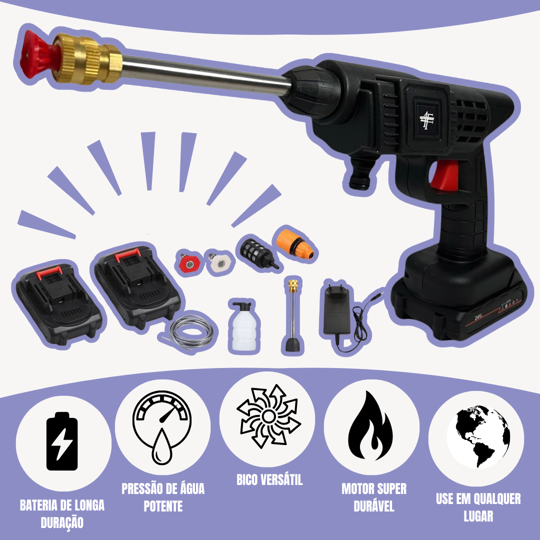 Pistola de alta pressão portátil profissional com duas baterias