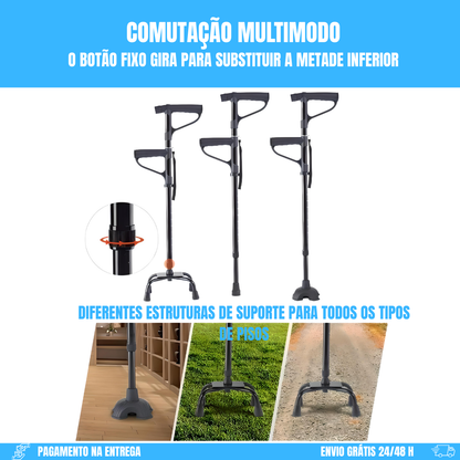 Bastão dobrável com cabo duplo e lanterna