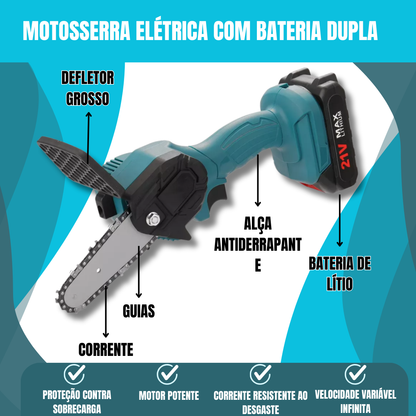 Motosserra eléctrica com bateria dupla